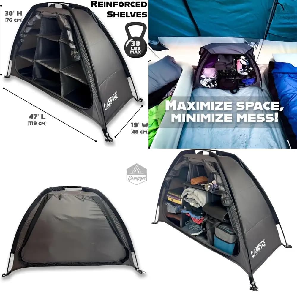 Organizer da Campeggio a 9 Livelli con Chiusura a Cerniera per Camper e Tenda, Ideale per Riporre Attrezzature e Accessori