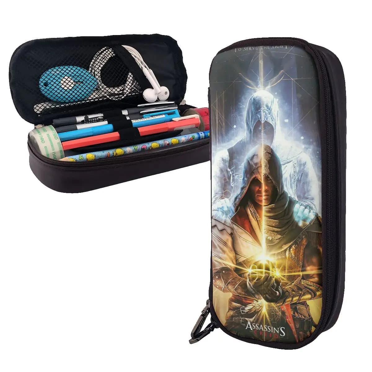 Assassins Creed RGB Action Adventure Gaming Astucci per matite in pelle Portapenne Forniture di cancelleria Astuccio per penne Astuccio per matite