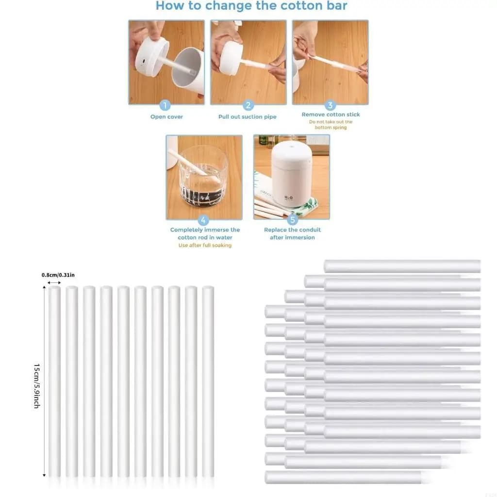 F92F 40pcs High Absorption Humidifier Cotton Sticks Mist Humidifiers Cotton Wicks