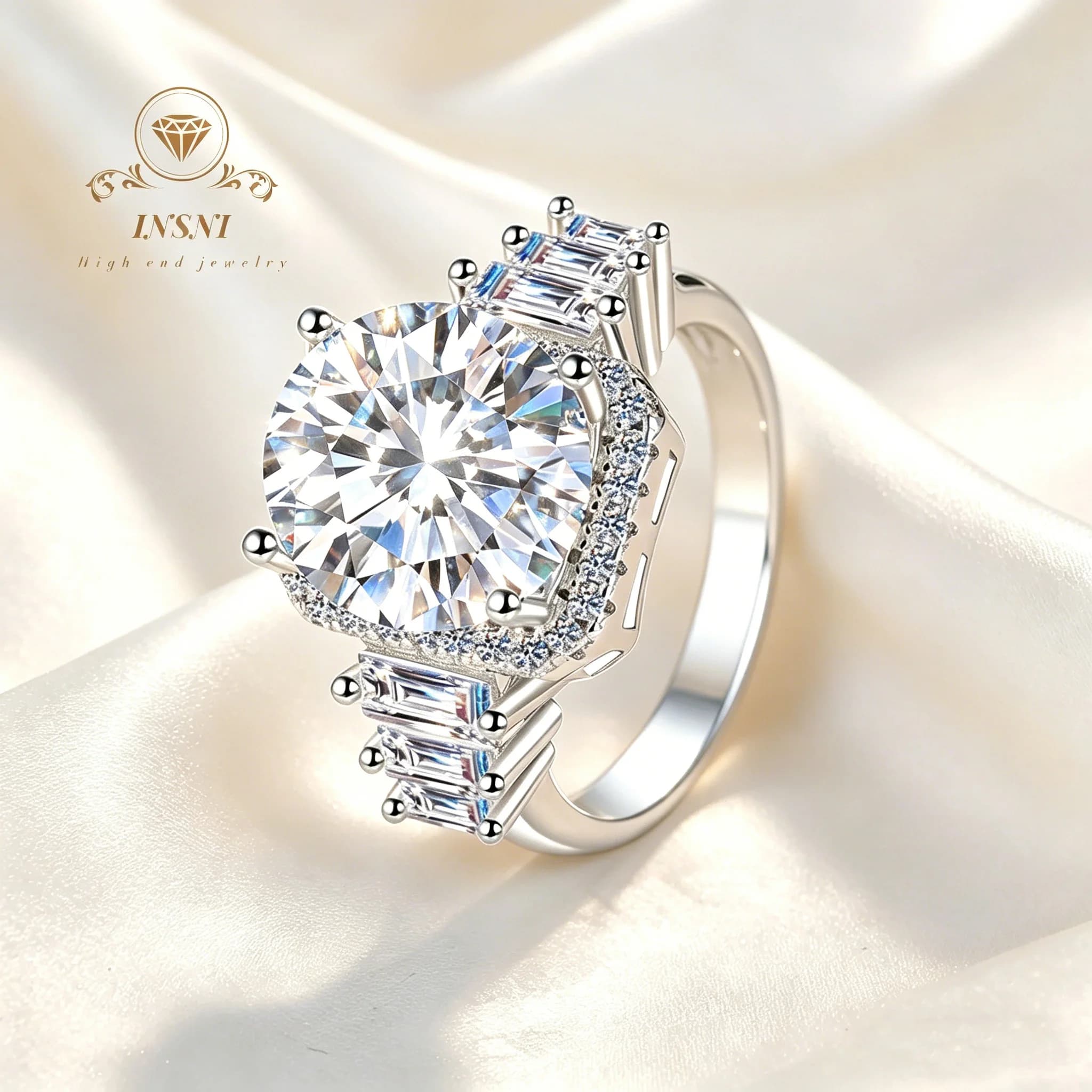 Anello in Argento 925 con Moissanite da 5 carati, Design Audace a 8 Cuori e Frecce, Regalo Elegante, Durevole, Versatile, Gioiello da Donna, Lusso Leggero e Conveniente