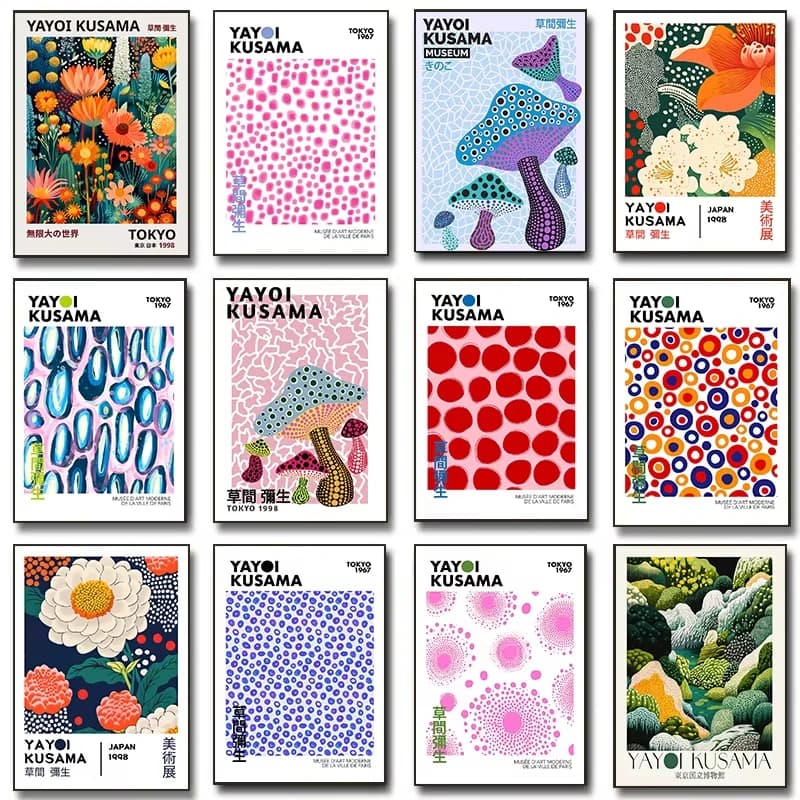 Japanese Famous Artist Yayoi Kusama Polka Dot 5D Diamond Painting Cross Stitch Mosaic Kits Home Decoration Wall DIY
