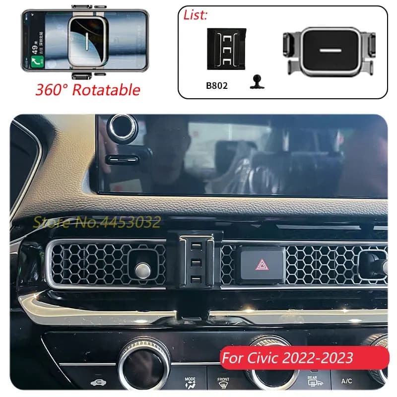1 Vestito Supporto Del Telefono Per Auto Per Honda Civic 11th 11 gen 2022-2023 Supporto Girevole Supporti di funzionamento con una sola mano Staffa Accessori
