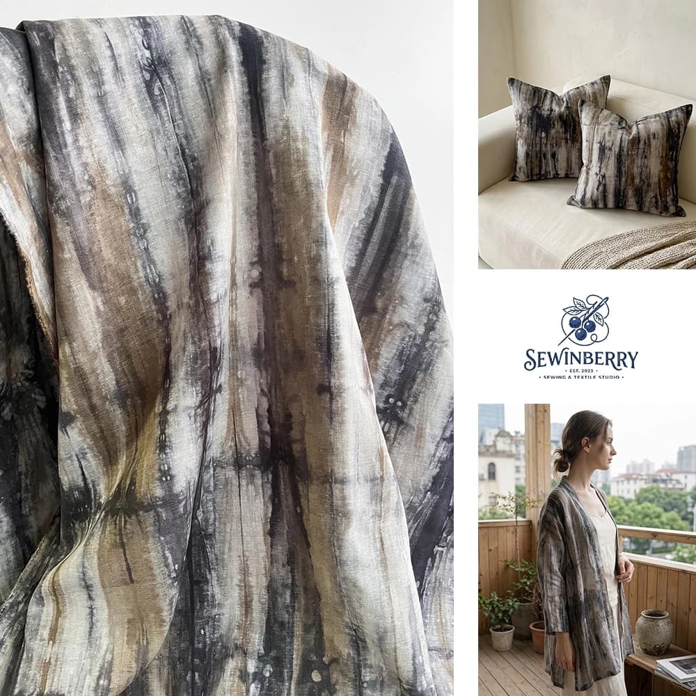 Purple Brown Ethnic Tie Dye Polyester Fabric Vintage Stripe Material 50x140cm For Fat Quarter Patchwork DIY Sewing