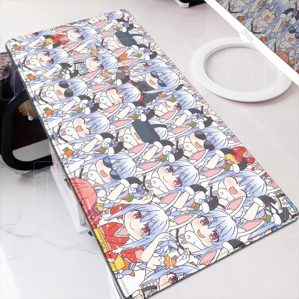 Tappetino da Tavolo Estensibile per Gamer 40x90cm, Mousepad XXL Anime Pekora, Tappetino per Tastiera Computer Hololive Kawaii Girl, Accessori per Ufficio e Gaming