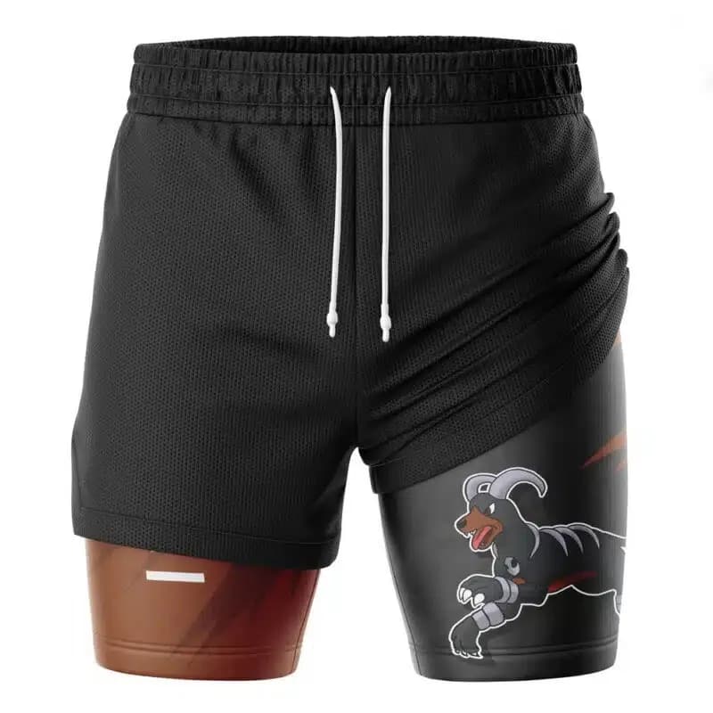 Pantaloncini Estivi da Uomo a Doppio Strato, Casual, da Spiaggia, Stile Anime