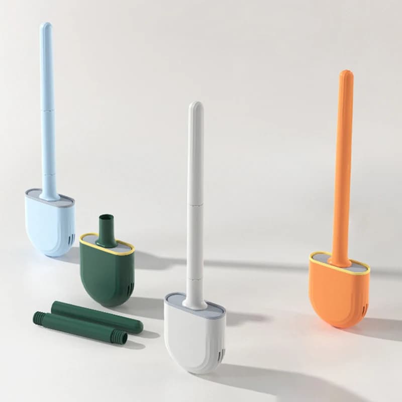 1 spazzola per WC con manico lungo da appendere alla parete, spazzola per la pulizia in silicone, resistente, facile da pulire, adatta per il bagno, per la pulizia del WC