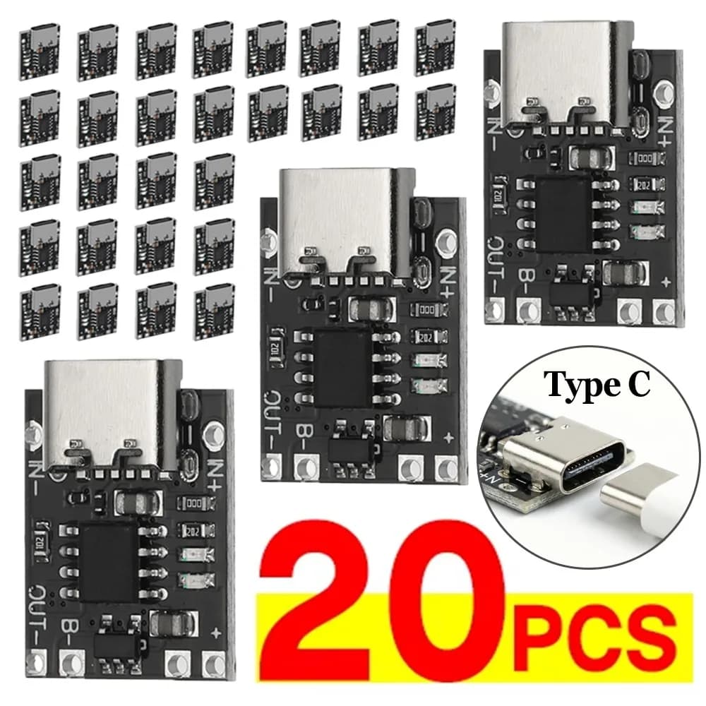 1-20 Pezzi Scheda di Ricarica Universale USB Tipo C per Batterie al Litio 3.7V con Circuito di Protezione e Connettori