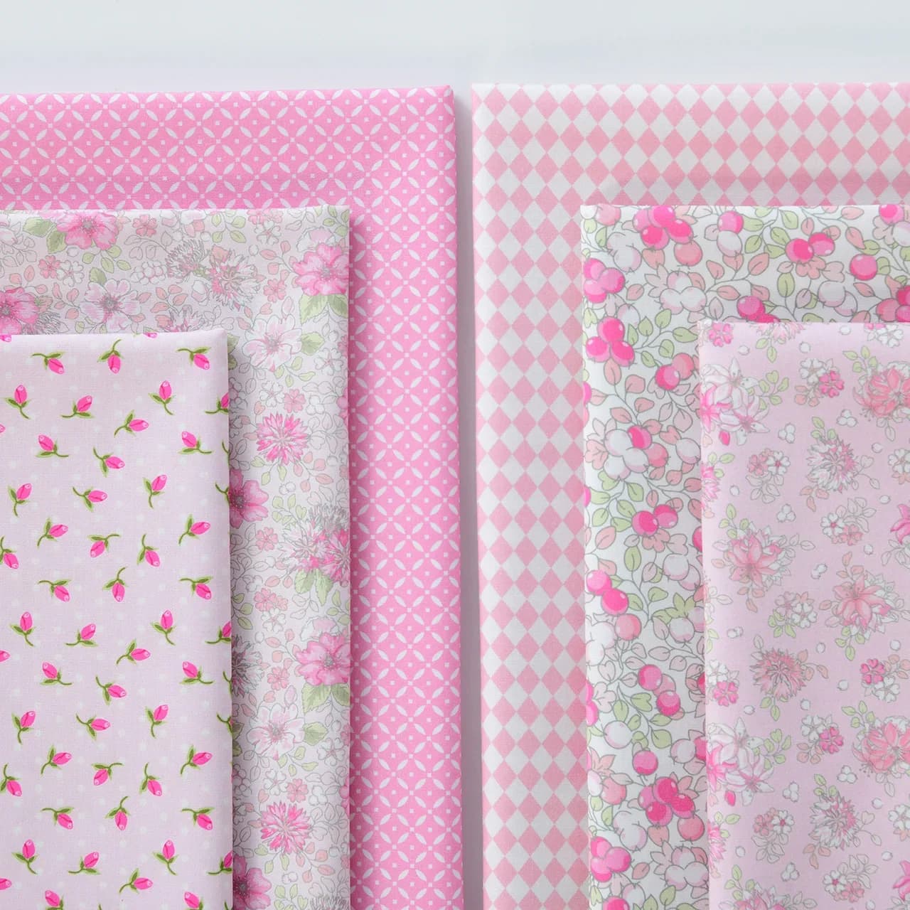 145x50cm Cotton Countryside Style Small Fresh Floral Handmade DIY Dress Doll Clothes Fabric Pure Cotton Cotton Pink Diary