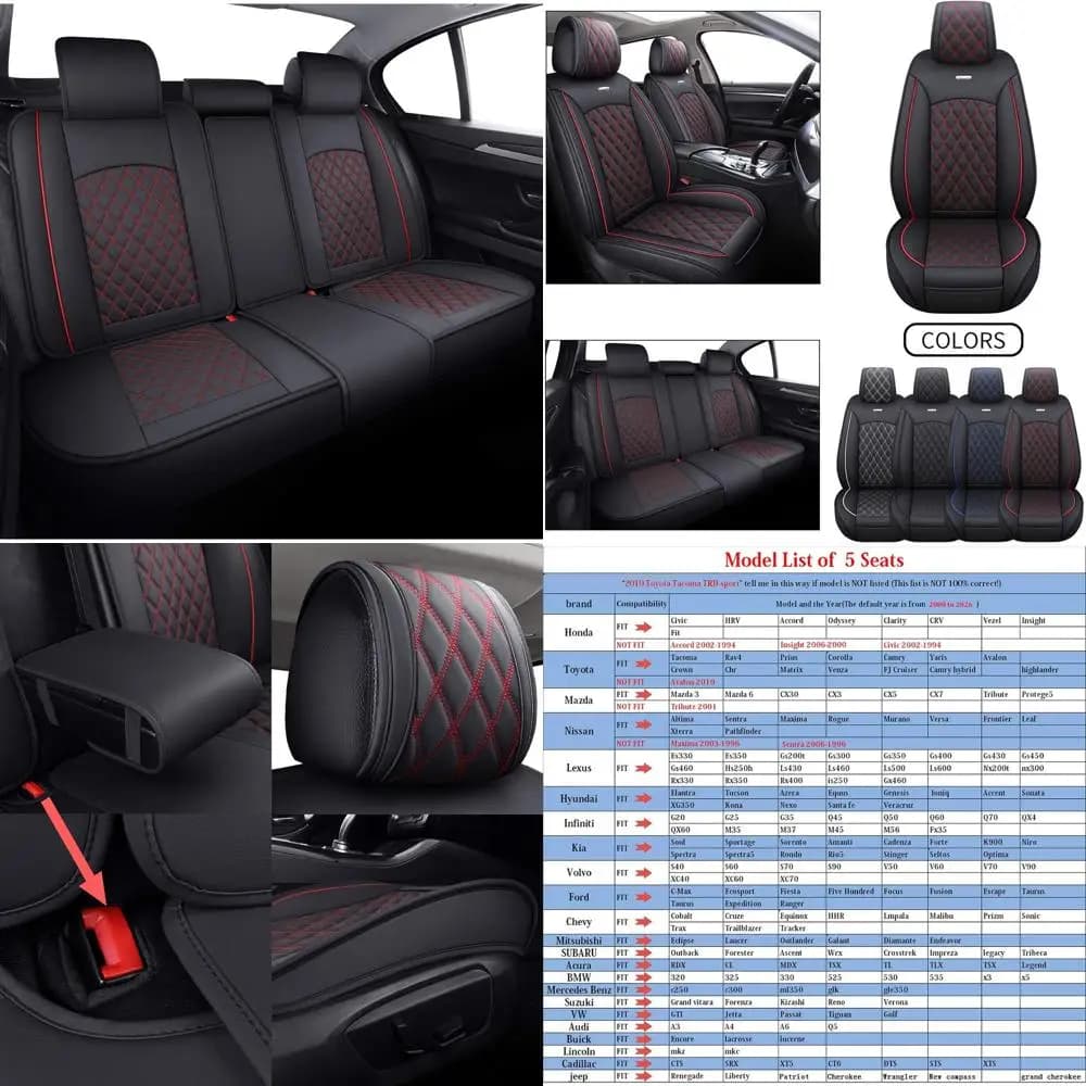 Coprisedili Universali Impermeabili in Ecopelle per Escape, Edge, Versa, Fiesta, Highlander, Maxima, Sorento, Rogue - Set Completo