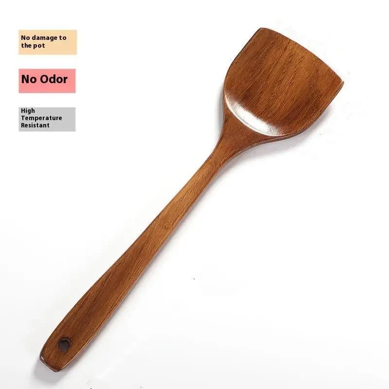 Wooden Spatula Long Sleeve Heat Resistant Knit Panel Non-stick Wooden Pala Kitchen Spatula Kitchen Tools Cookware Household Pots
