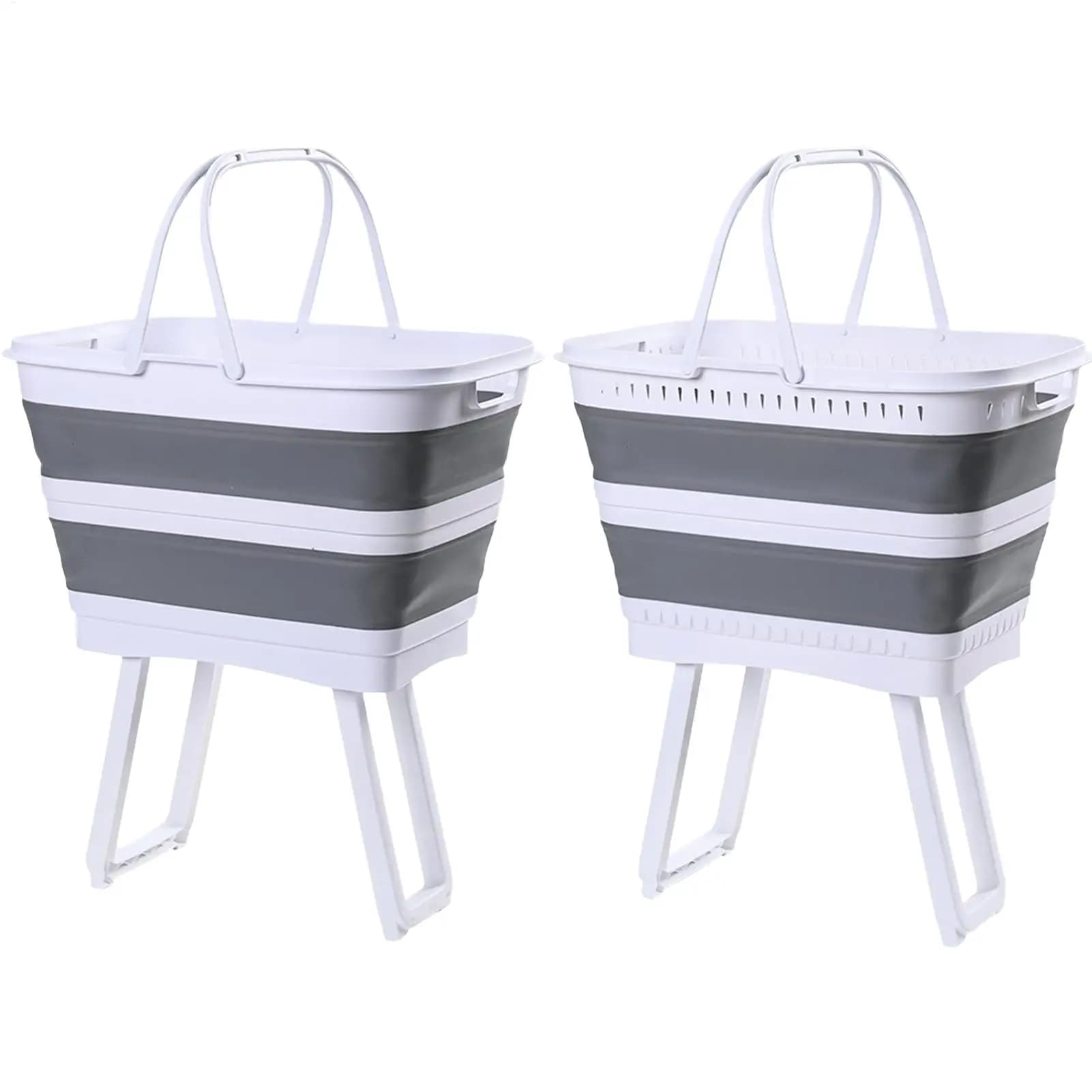 Big Laundry Basket 26L with Handles Elevated Organizer Tall Laundry Basket Wash Basin for Home Bathroom Bedroom Kitchen Camping