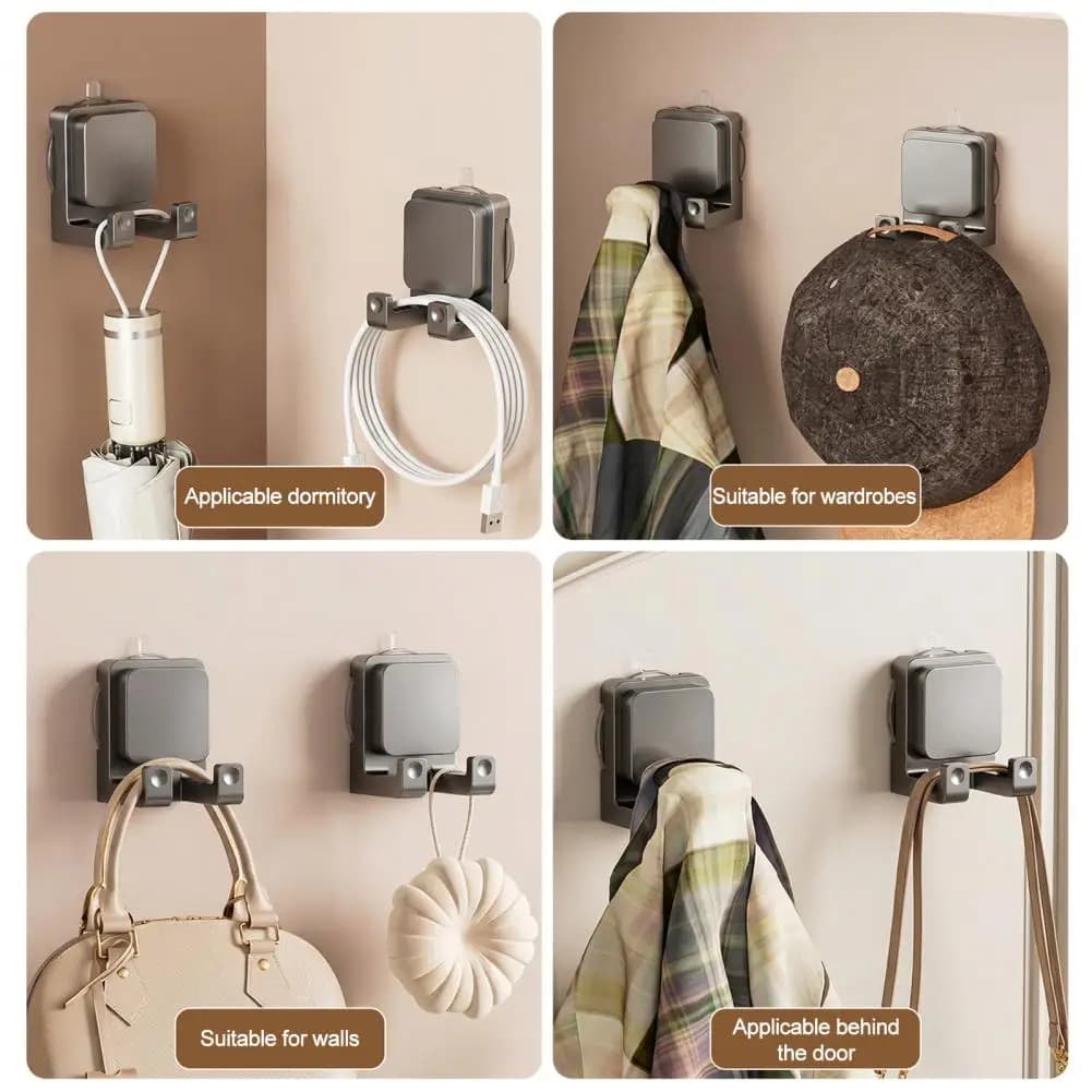 2PCS Durable No Drill Suction Cup Double Hook Wall Organizer Press Type Bathroom Hooks Removable Door Back Clothes Hook Home