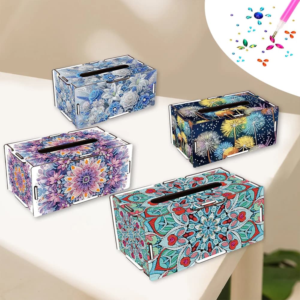 1 set of handcrafted handkerchief boxes with fai-da-te floral pattern, artistic decoration for desktop, home living room