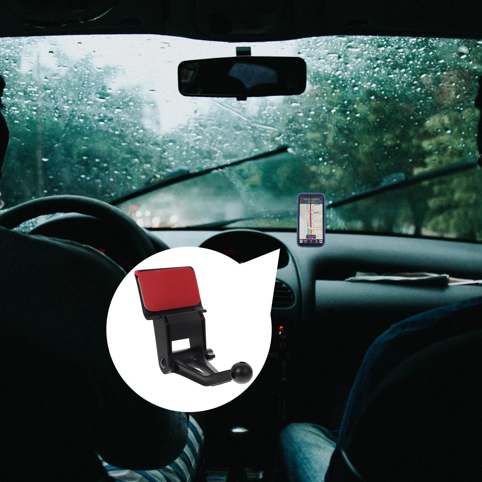 Car Mount Phone Holder Ball Head 360 Degree Rotation Adjustable Auto Adhesive Display Stand for Center Console Screen