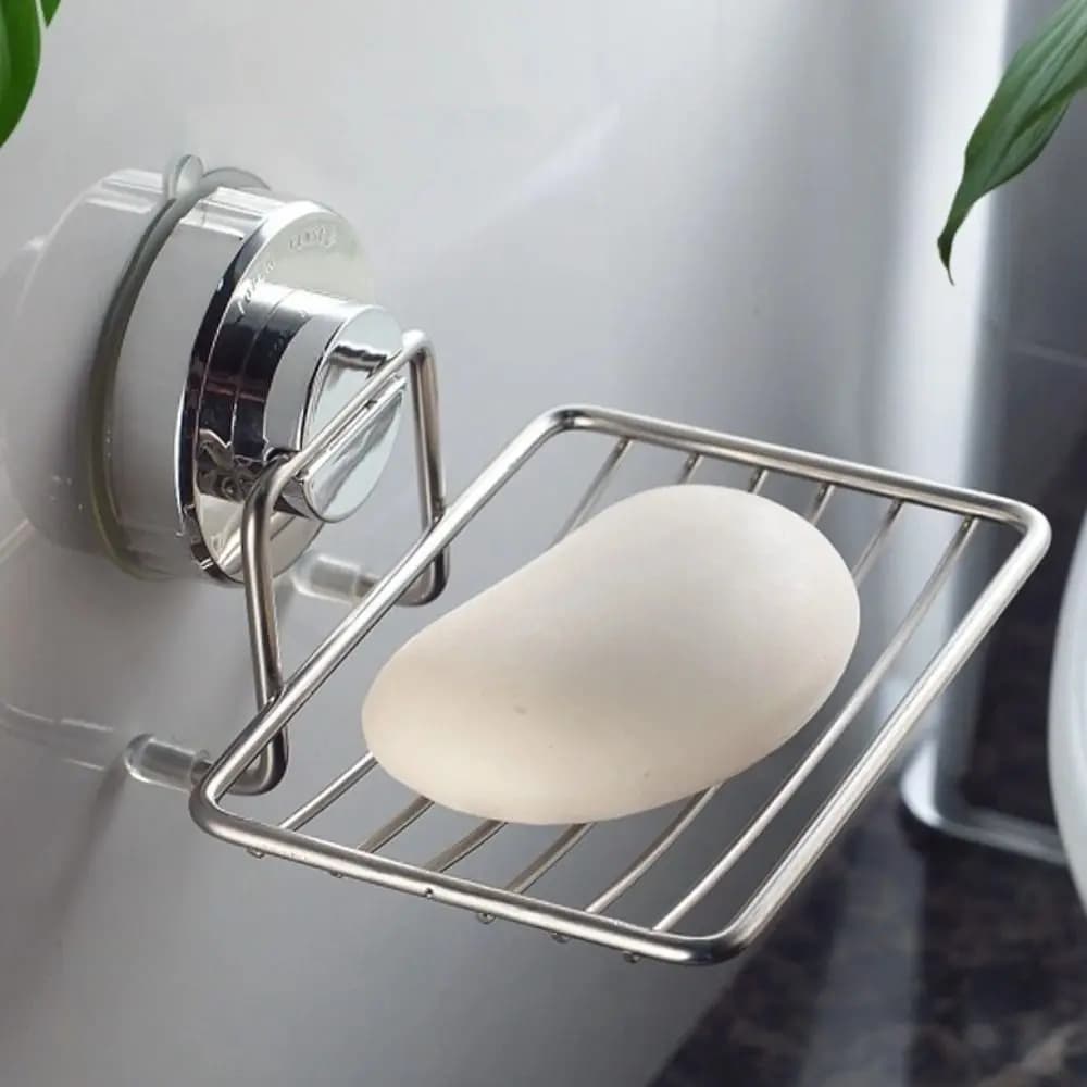 Portasapone a ventosa sottovuoto a parete Portasapone per bagno autodrenante senza perforazione Vassoio portasapone resistente in acciaio inossidabile