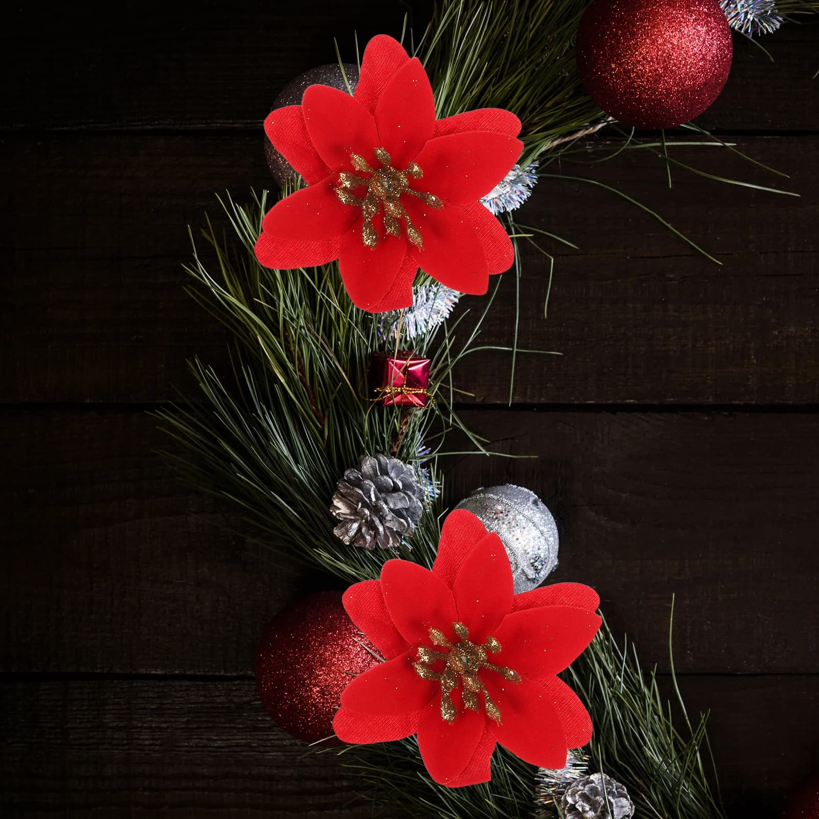 10 pieces of Christmas flowers small Christmas star heads mini Christmas crafts for Christmas garlands decoration artificial plant ornament Navidad