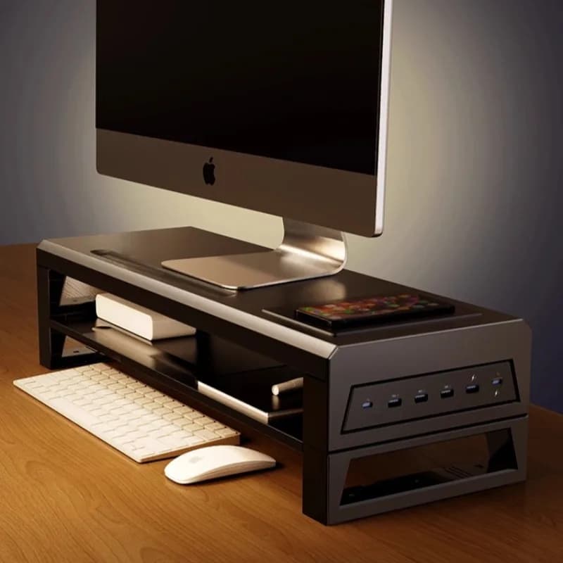 Computer Multifunction Monitor Support with USB Expansion dock Metal Organizer Screen Holder with Wireless Charging