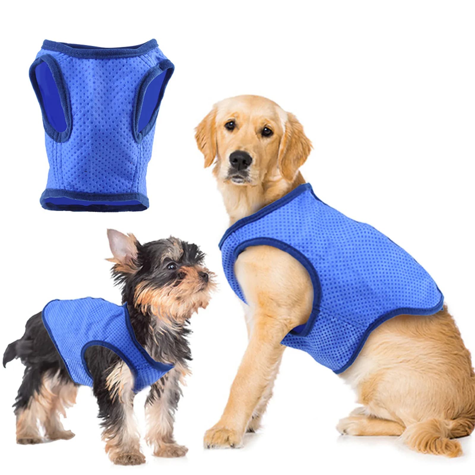 Gilet rinfrescante per cani, rete estiva traspirante, imbracatura per animali domestici, cappotto di raffreddamento istantaneo portatile per cuccioli, sport all'aria aperta, passeggiate in spiaggia
