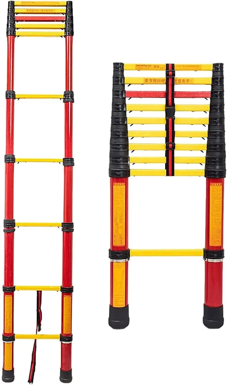 Scale Telescopiche Estensibili - Scala Telescopica Non Conduttiva di Grado Commerciale 2m/3m/4m/5m/6m per Lavori Elettrici all'Aperto