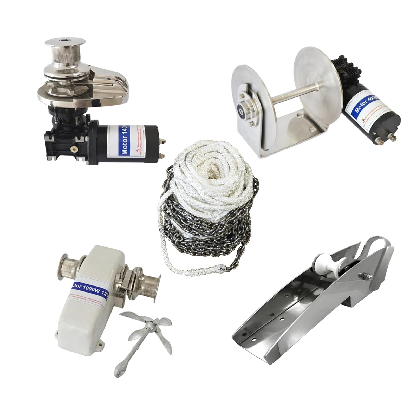 Stainless Steel Yacht Marine Hardware 400W 600W Winch Horizontal AC Vertical Electric Anchor Windlass for Boat