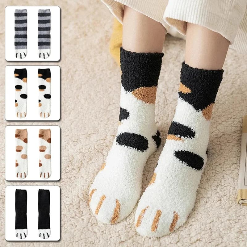 Peluche invernale divertente stile carino animale zampa di gatto modello cartone animato calzini di cotone da donna super morbidi per la casa femminile che dorme Sox