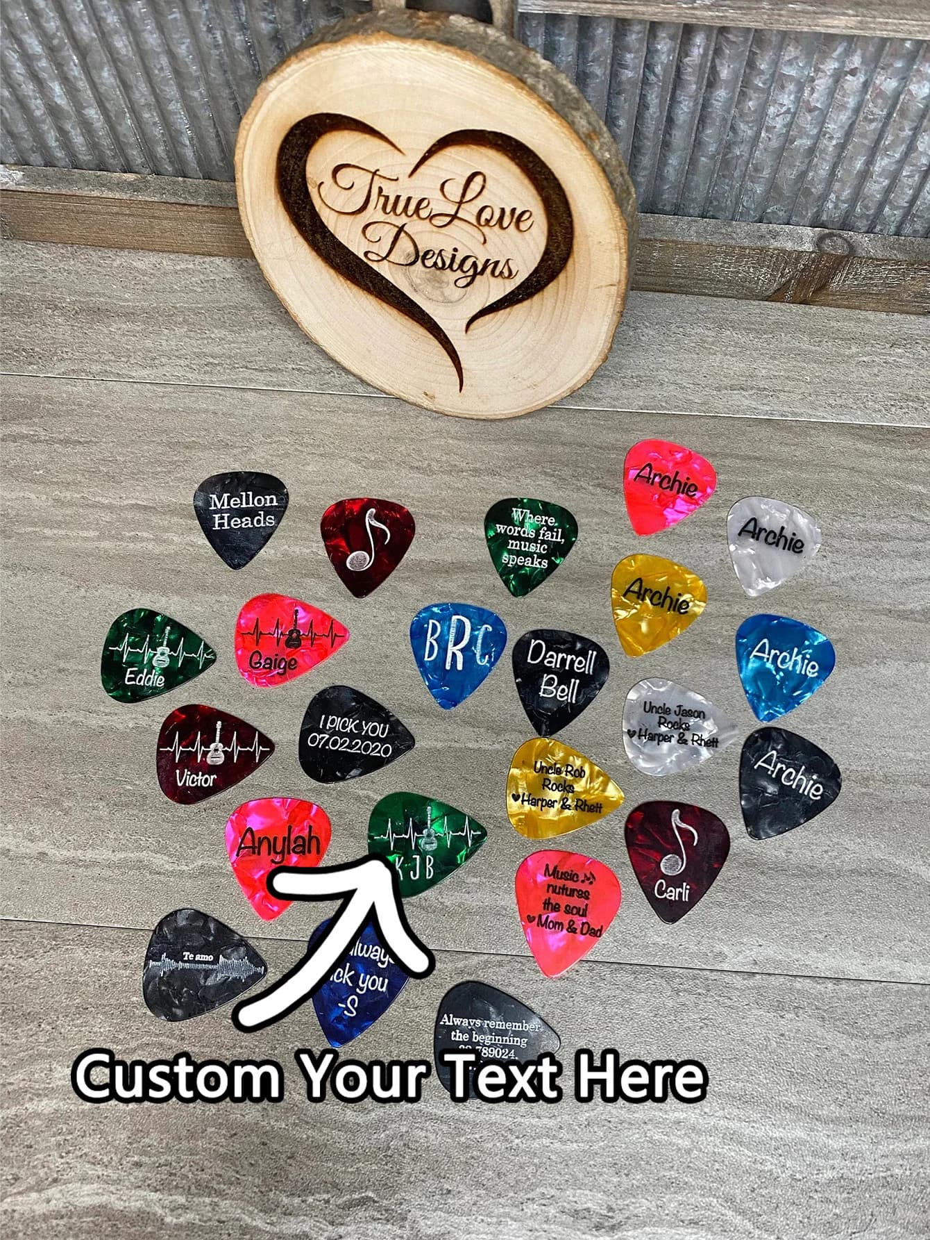 Plettro per chitarra personalizzato 1PC - PMMA personalizzato inciso al laser testo personalizzato lucido scintillante regali unici per musicisti