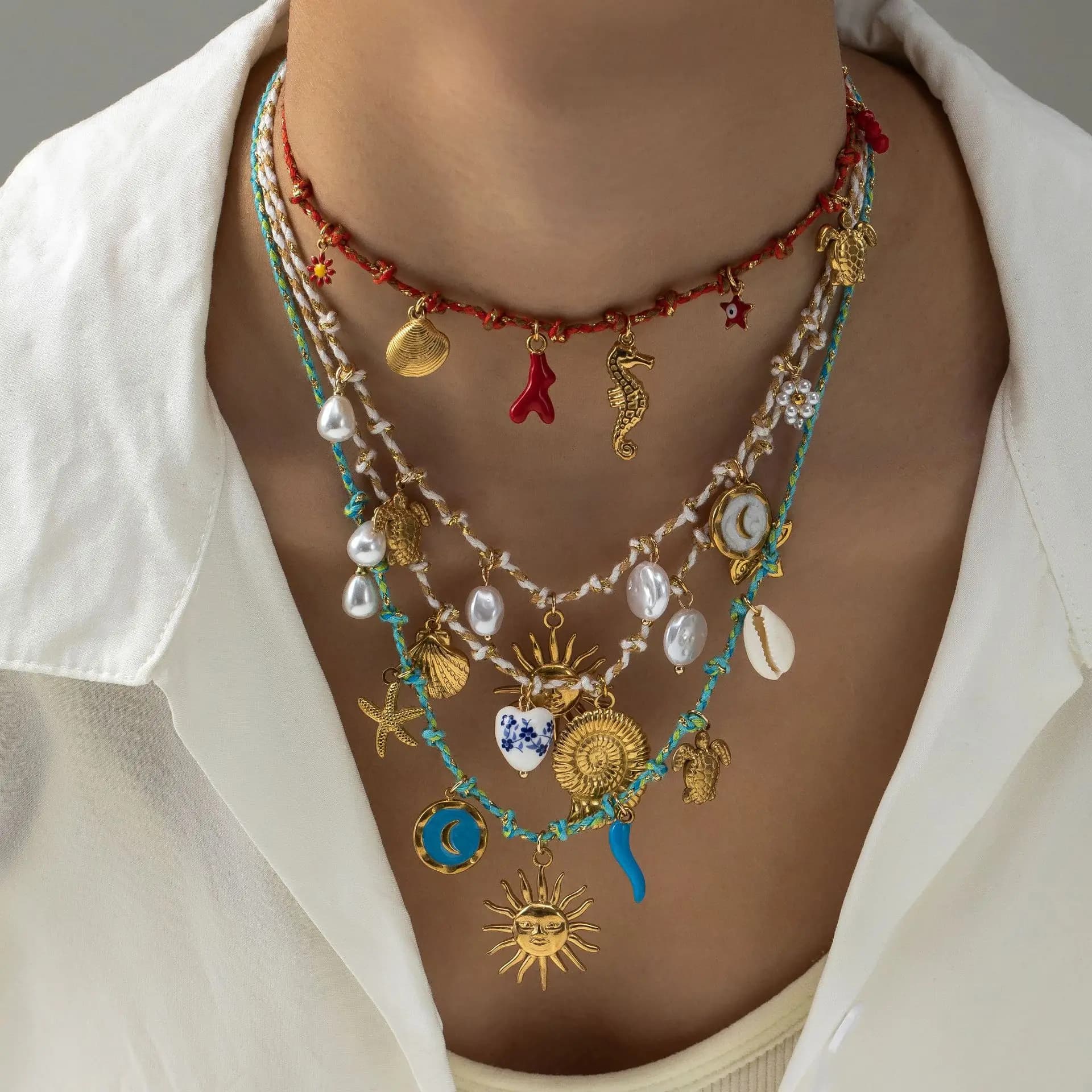Nuovi gioielli Summer Sea Beach. Collana a catena in corda di vita marina in acciaio inossidabile, stile Boho INS