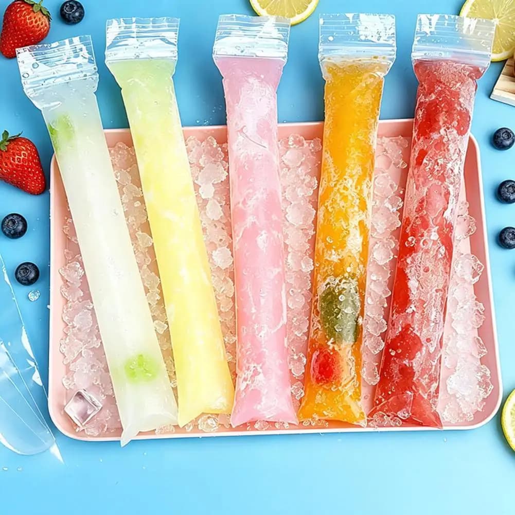 Sacchetti Monouso per Ghiaccio con Doppia Chiusura a Zip, Senza BPA, Stampi per Ghiaccioli Rinforzati, Anti-perdita, per Yogurt