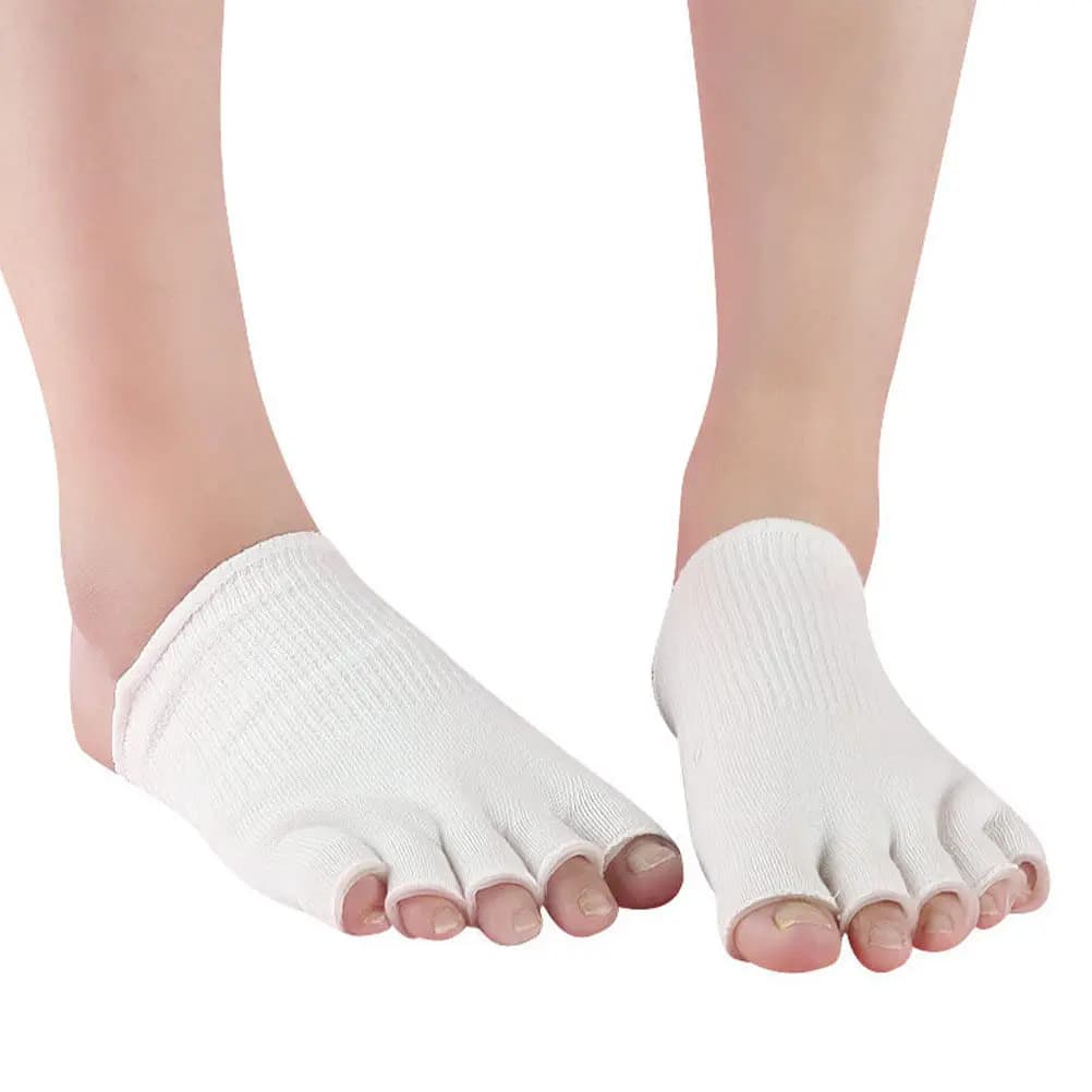2Pairs Gel Moisturizing Toe Socks Spa Foot Beauty Half Open Toe Breathable Cotton Fiber Rejuvenate Socks Anti Dry Skin Care Feet