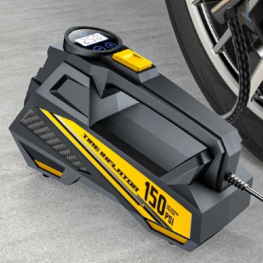 Compressore d'aria portatile con cavo, aggiornato, 12V 150PSI, gonfiatore elettrico per pneumatici auto, moto, bici, con luce LED, per palloni