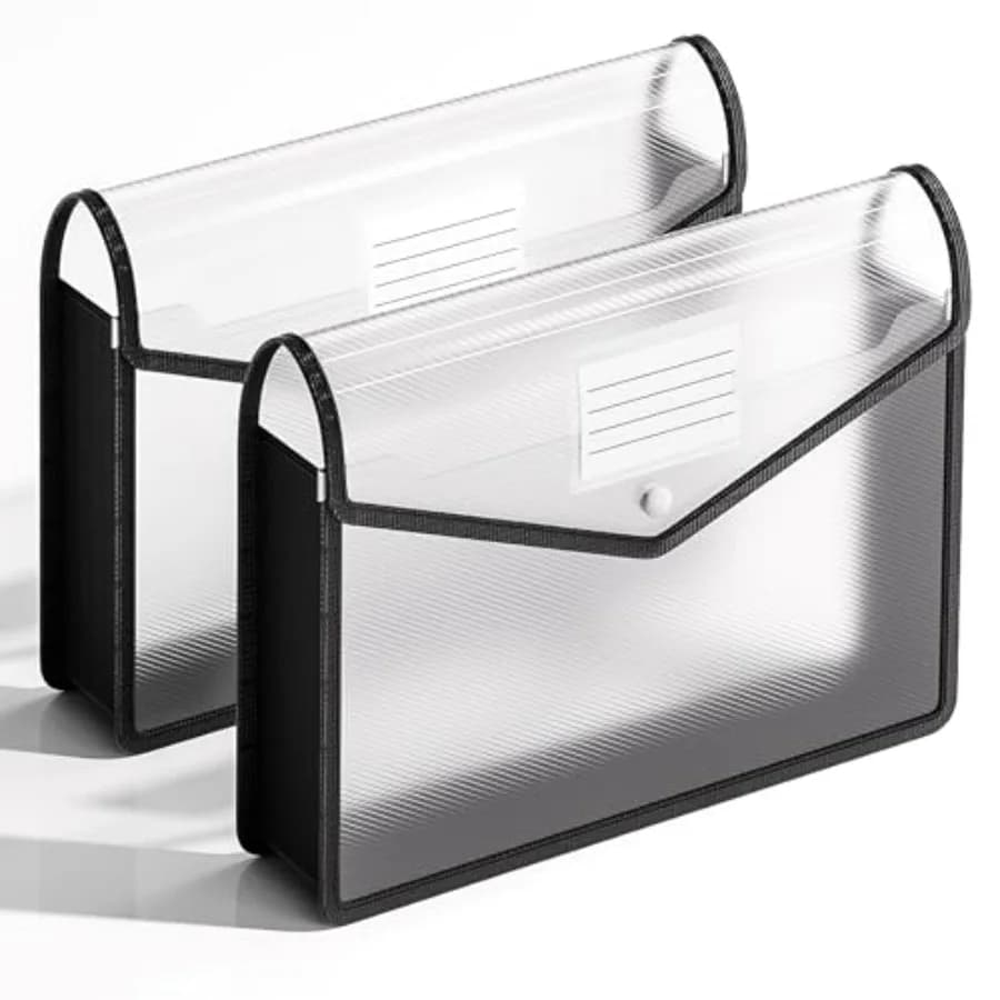 Confezione da 2 cartelle in plastica trasparente con chiusura a strappo, formato Letter/A4, per scuola/ufficio/casa/ospedale, senza divisori.