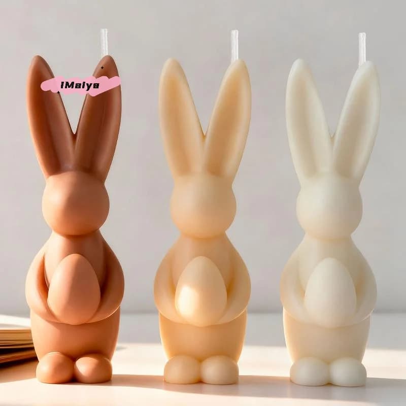 Stampo in Silicone M-DIY a Forma di Coniglio Soldato per Candele, Gesso e Resina - Decorazioni Pasquali e Accessori per la Creazione di Candele