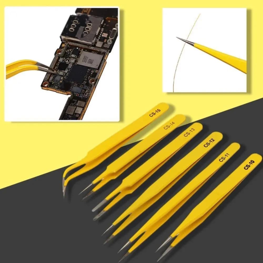 1PC Anti-Static Stainless Steel Tweezers Set for Electronics Phone Repairing Tool Eyebrow/Eyelash Tweezers