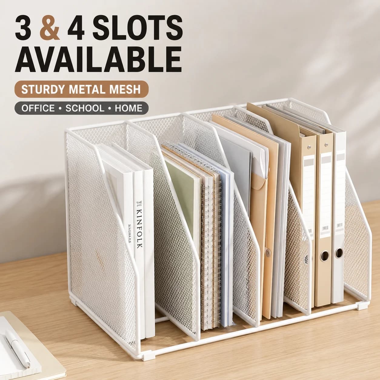 Desktop File Organizer Metal Mesh Magazine Holder Book Document Sorter Rack for Office School Home Students Teachers