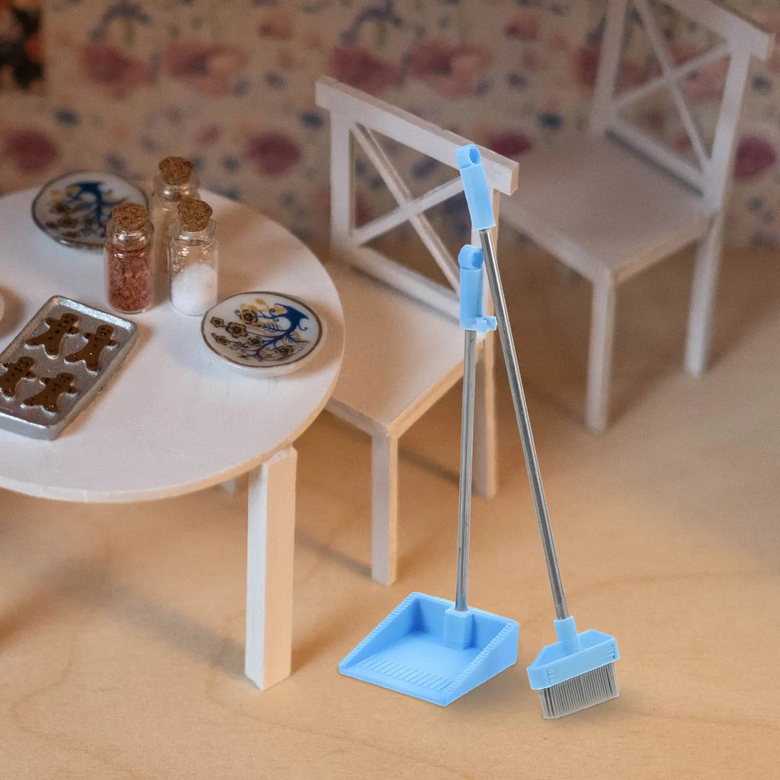 Set Mini Spazzola e Paletta, Strumenti di Pulizia Realistici e Versatili per Casa delle Bambole, Decorazione Scrivania, Miniature