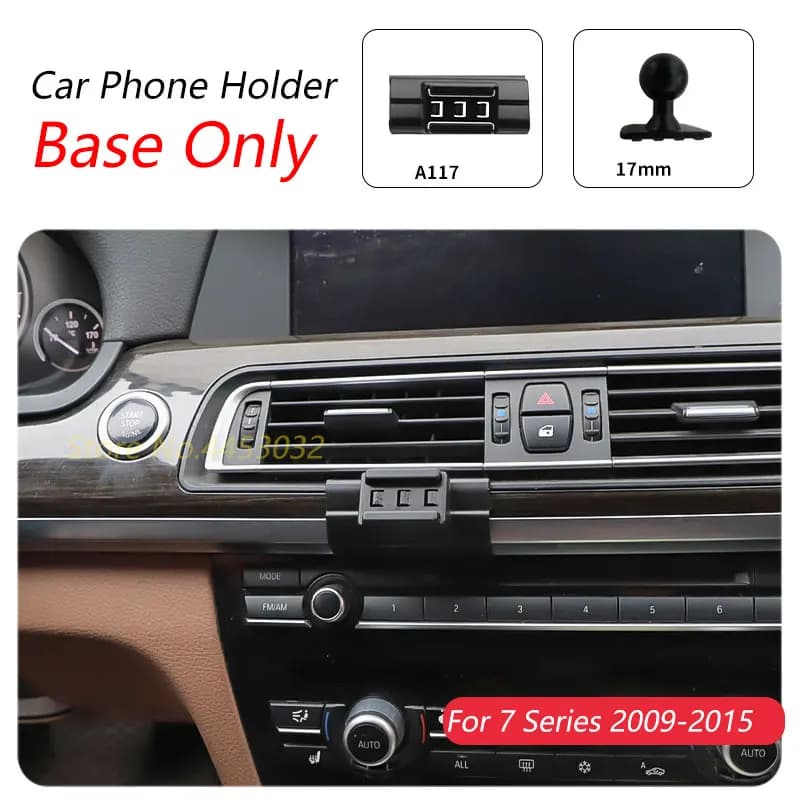 Per BMW F01 Serie 7 2009-2015 Supporto per telefono per auto Speciale staffa fissa Base 17mm Non bloccante Uscita aria Accessori interni