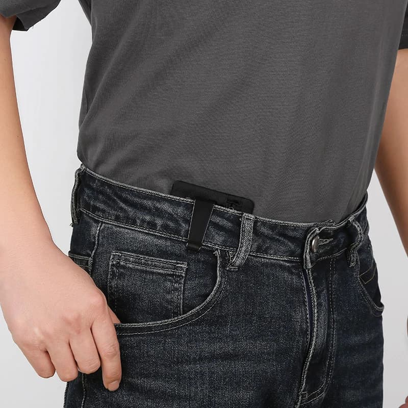 1PC Mini Portamonete Custodia in tessuto semplice con cerniera e clip da cintura Organizzatore per soldi con blocco RFID non intrecciato per contanti e monete