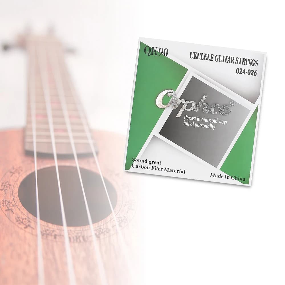 Corde per Ukulele in Fibra di Carbonio Orphee QK90, Set da 4 Corde, Alto Contenuto di Carbonio per Ukulele Concerto da 23" e Tenore da 26", Accessori Antiruggine
