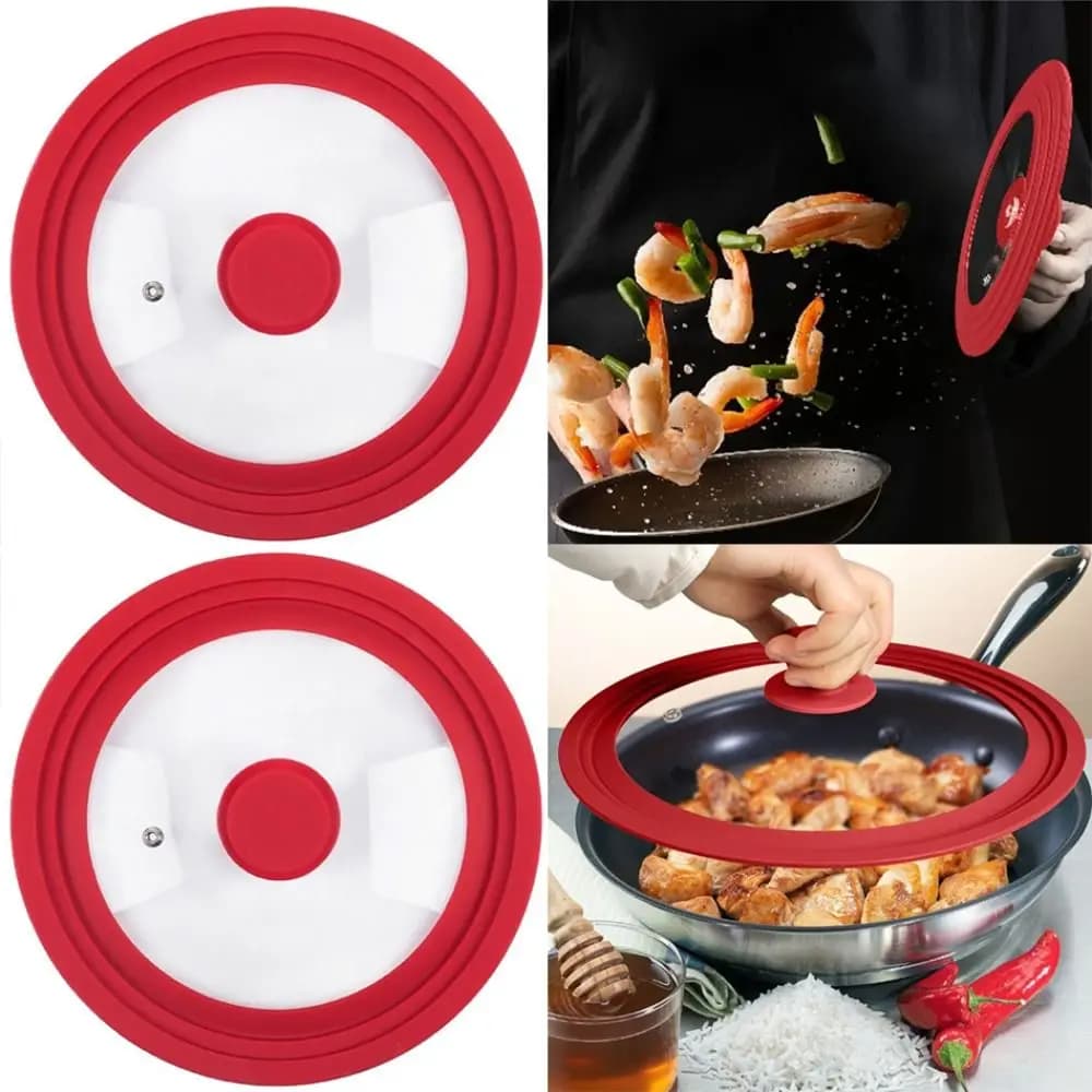 Coperchio rotondo universale per pentole coperchio in vetro temperato per padelle con coperchio di ricambio per bordo in Silicone per padella