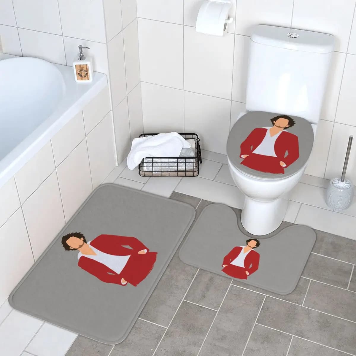 Yakuza Like A Dragon Ichiban Kasuga Kazuma Kiryu 3 pezzi tappetino da bagno set da bagno coperchio WC copertura casa tappeto antiscivolo tappeto