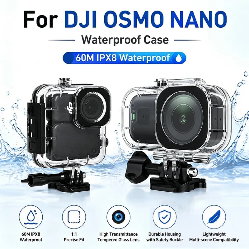 Custodia Subacquea Impermeabile per DJI Osmo Nano 60M IPX8 - Accessori per Action Camera