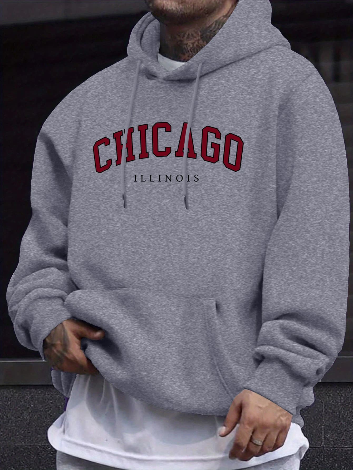 Chicago Illinois Letter Creative Print Mens Sweatshirts Oversized Street Pullovers New Autumn Streetwear Soft Casual Hoodie
