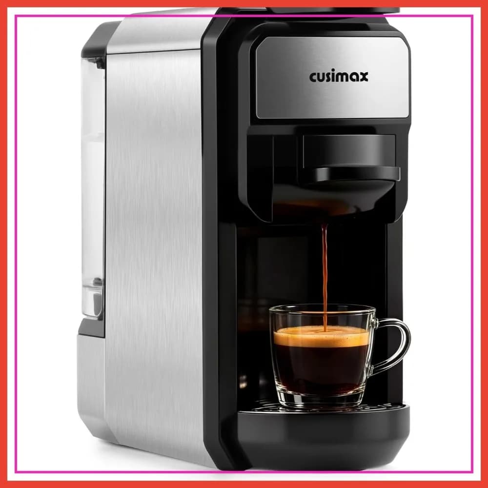 Macchina per Espresso Monodose con Pressione 19 Bar e Serbatoio d'Acqua da 20 oz
