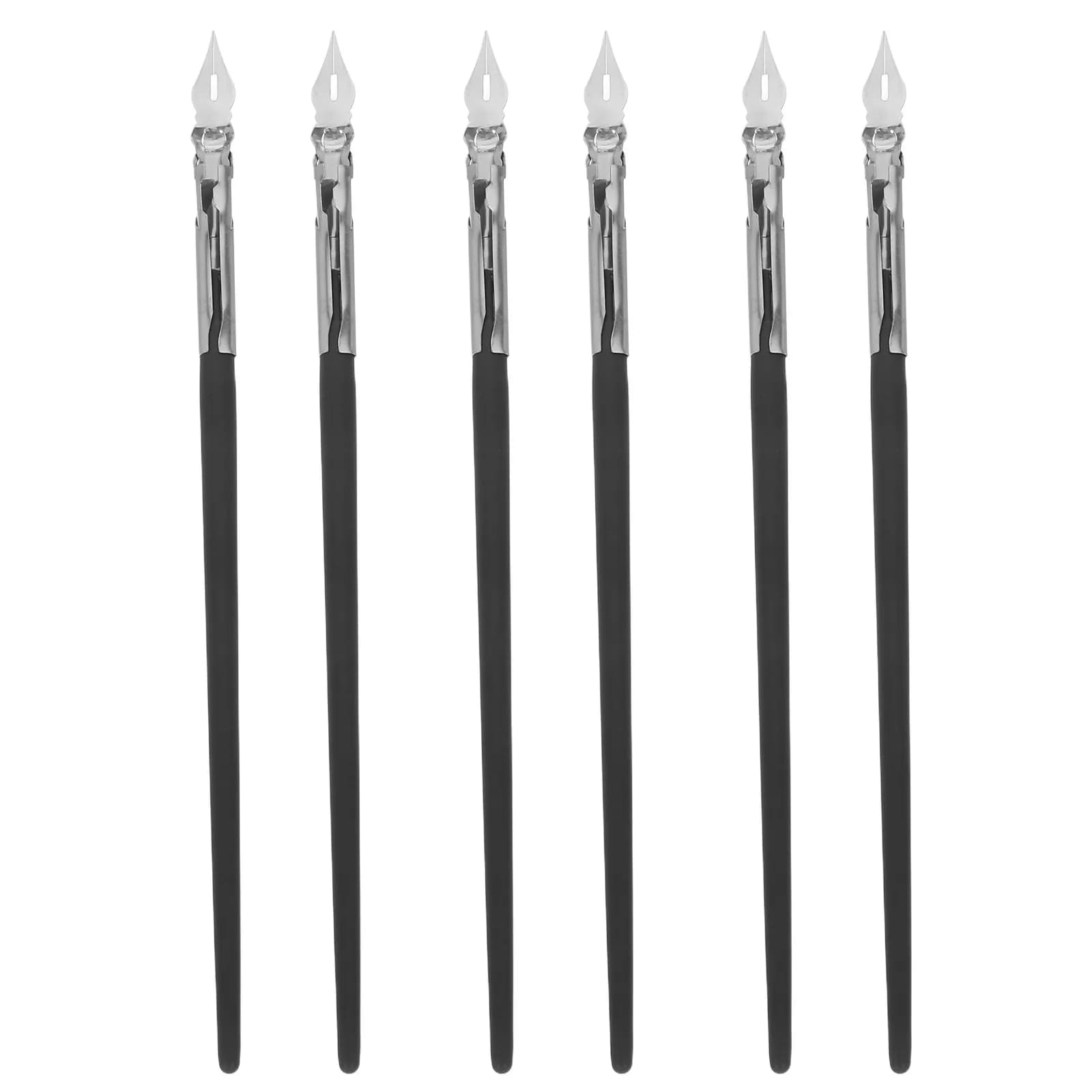 6Pcs Metal Dip Pen Set Smooth Ink Flow Calligraphy Drawing Manga Sketching Writing Artistic Tools Metal Dip Pen