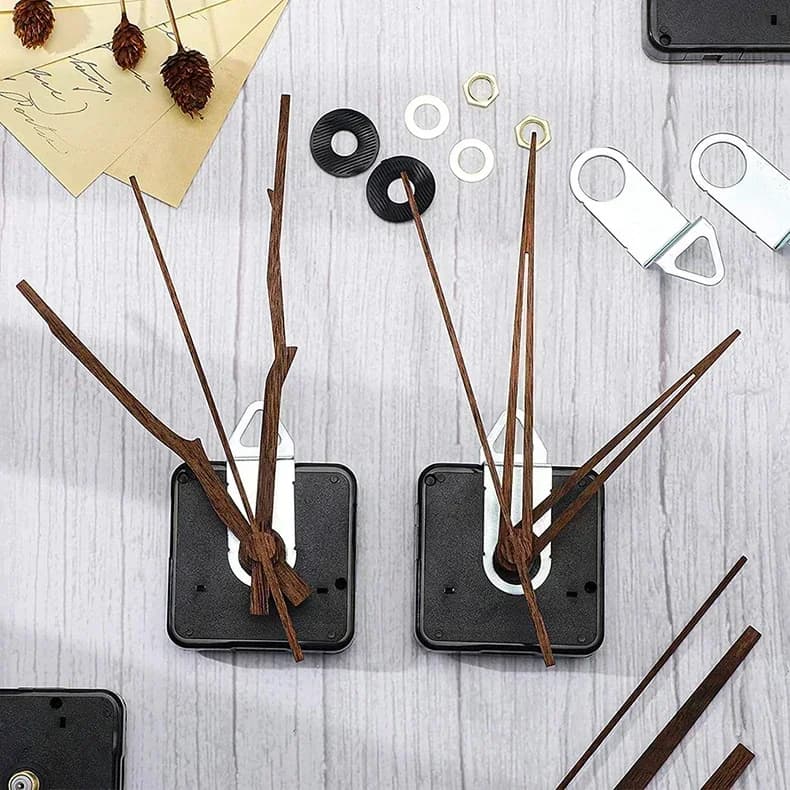 Set di Accessori Fai-da-te per Meccanismo di Orologio da Parete a Movimento Silenzioso al Quarzo con Lancette di Ricambio in Noce Nero