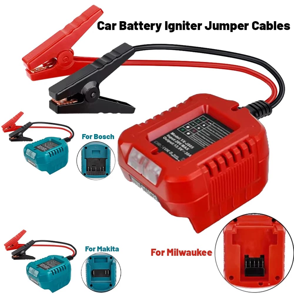 Adattatore per avviamento di emergenza per auto per Makita/Milwaukee/Dewalt/Bosch 18V 20V Batteria per avviamento di emergenza Cavi booster automobilistici resistenti