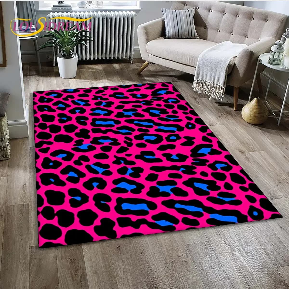 Tappeto con Stampa Leopardo 3D, Moquette per Soggiorno, Camera da Letto, Divano, Zerbino, Decorazione Cucina, Tappetino Antiscivolo per Bambini