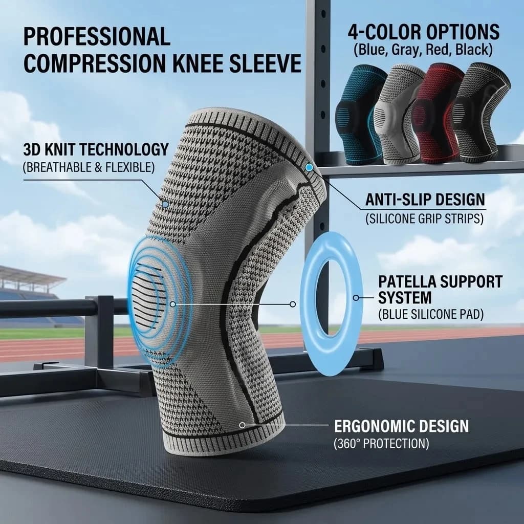 Elastic Silicone Knee Brace Nylon Sports Knee Pads Fitness Gear Patella Brace Running Basketball Volleyball Support