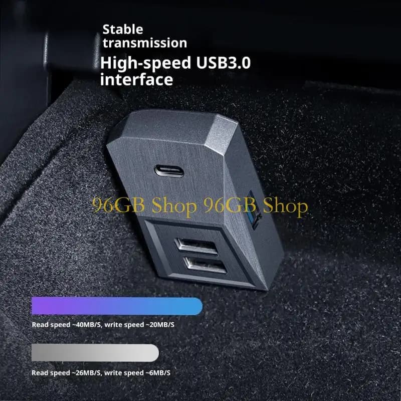 Hub USB da 96 ricarica rapida per docking station per accessori per auto, accessori interni per console centrale con display