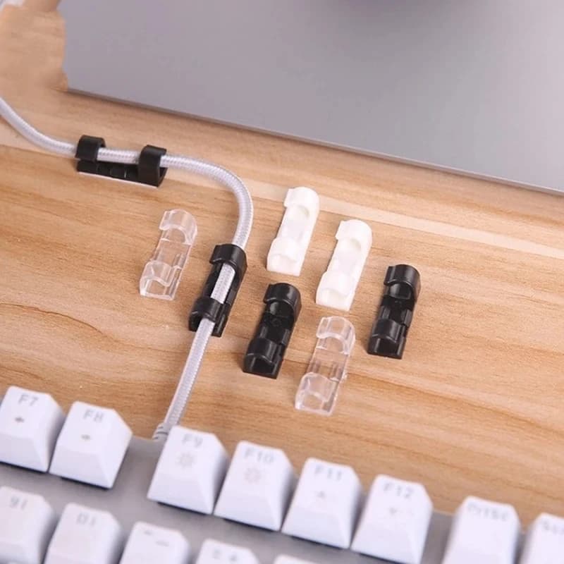 Clip Organizzatori Cavi, Gestione Cavi per Scrivania e Postazione di Lavoro, Portacavi in ABS, Avvolgicavo USB per Ricarica e Dati